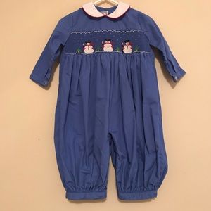 Blue Snowman and Christmas Tree Bubble Suit